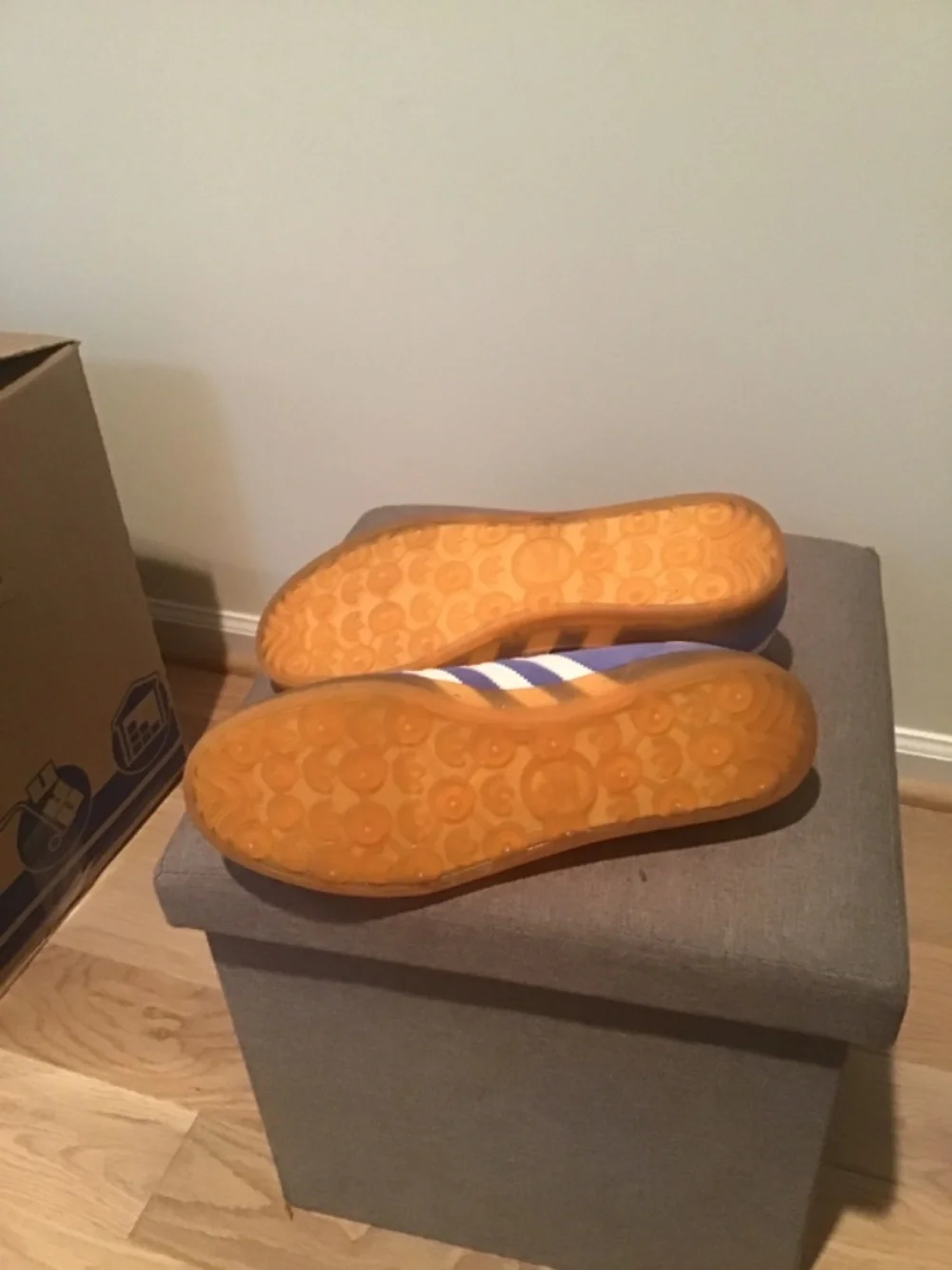Adidas Gazelle light blue and white size 11 gum sole.